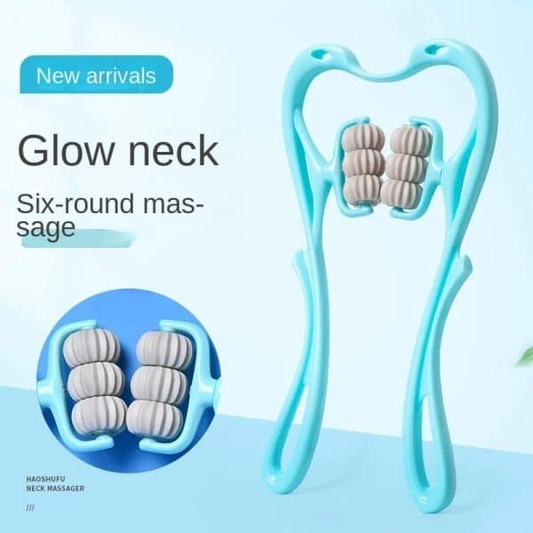 6-Wheel Pressure Point Neck Massager – Muscle Relaxer Roller with Ergonomic Handle – Random Color