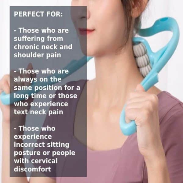 6-Wheel Pressure Point Neck Massager – Muscle Relaxer Roller with Ergonomic Handle – Random Color